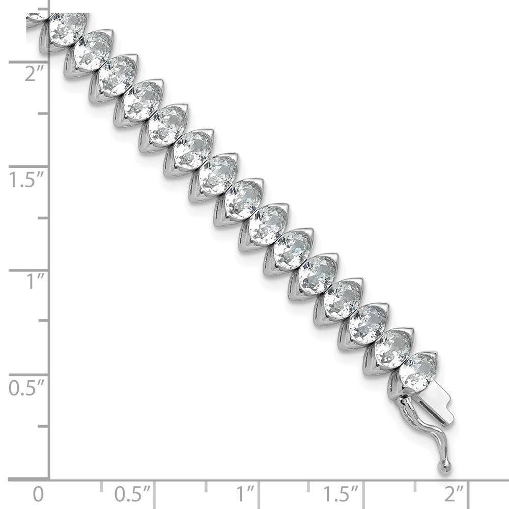 Sterling Silver Rhodium-Plated 5x4mm CZ 7in Bracelet
