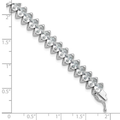 Sterling Silver Rhodium-Plated 5x4mm CZ 7in Bracelet