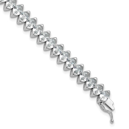 Sterling Silver Rhodium-Plated 5x4mm CZ 7in Bracelet