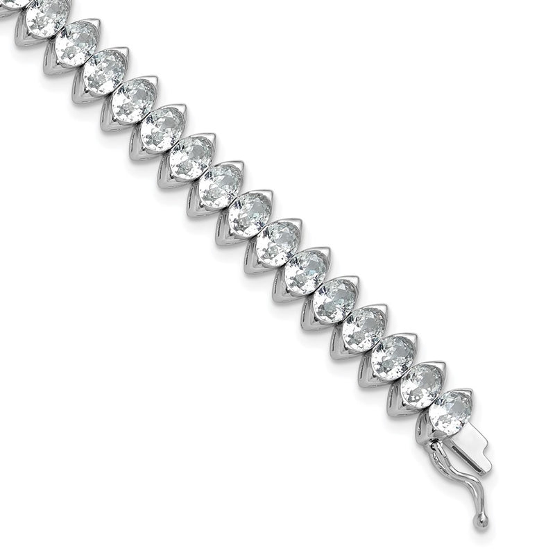 Sterling Silver Rhodium-Plated 5x4mm CZ 7in Bracelet