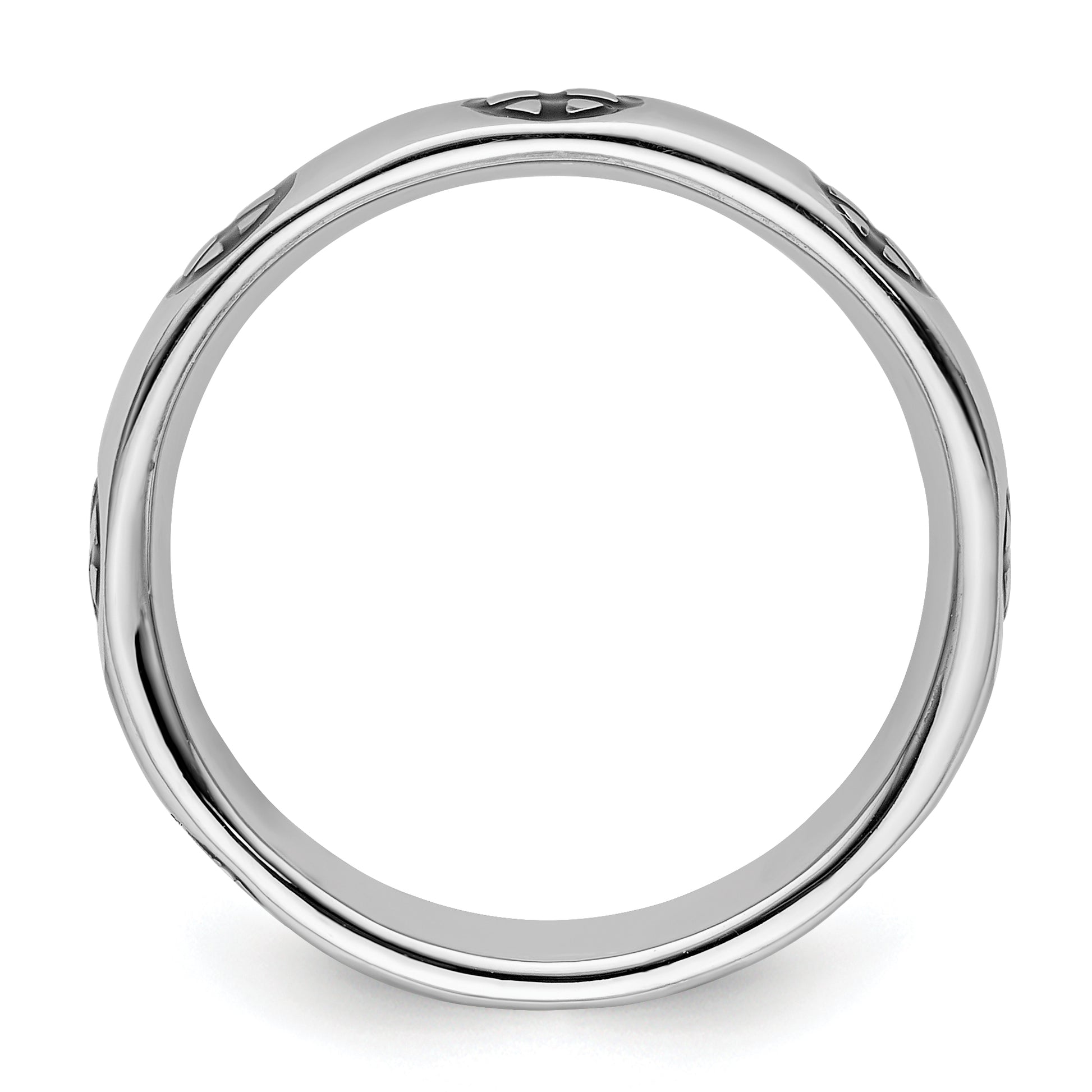 Sterling Silver Stackable Expressions Polished Enameled Peace Sign Ring