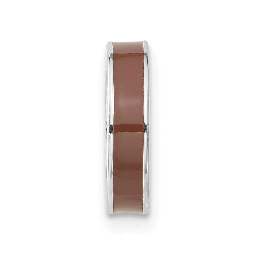 Sterling Silver Stackable Expressions Brown Enamel Bead Pendant