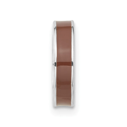 Sterling Silver Stackable Expressions Brown Enamel Bead Pendant