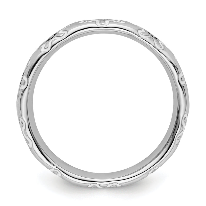 Sterling Silver Stackable Expressions Polished Enameled Flower Ring