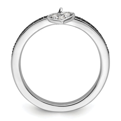 Sterling Silver Stackable Expressions Heart Black & White Diamond Ring