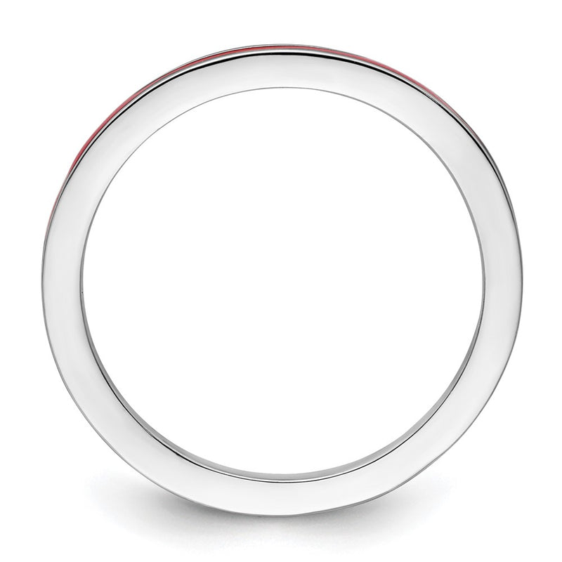 Sterling Silver Stackable Expressions Red Enameled 1.5mm Ring