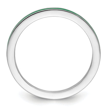 Sterling Silver Stackable Expressions Green Enameled 1.5mm Ring