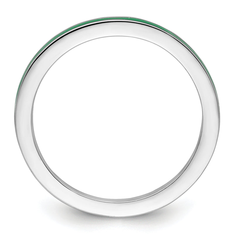 Sterling Silver Stackable Expressions Green Enameled 1.5mm Ring