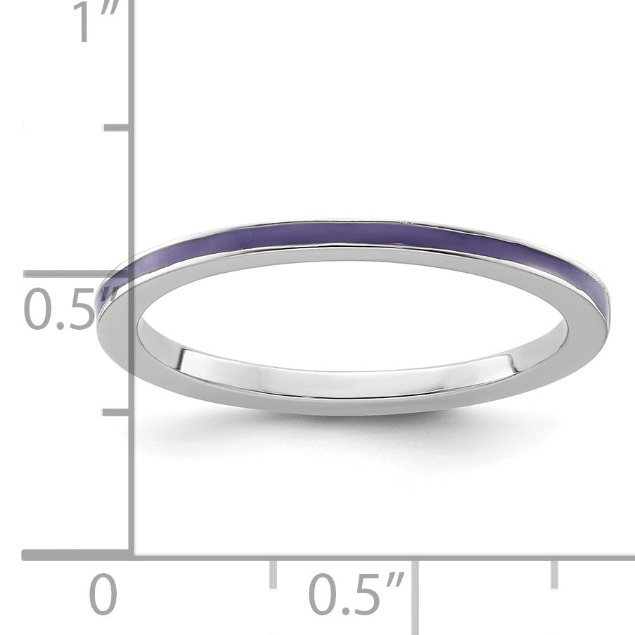 Sterling Silver Stackable Expressions Purple Enameled 1.5mm Ring