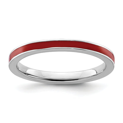 Sterling Silver Stackable Expressions Red Enameled 2.25mm Ring