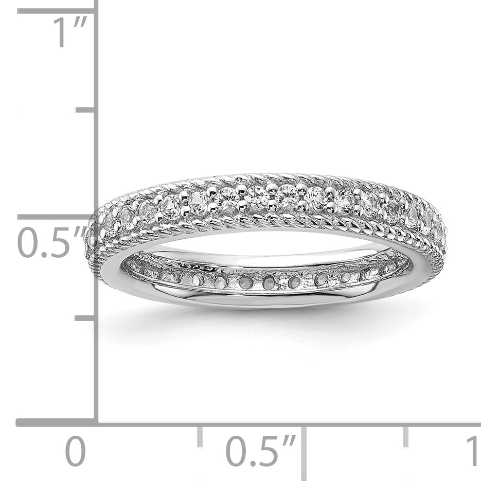 Sterling Silver Stack Exp Polished Created White Sapphire Eternity