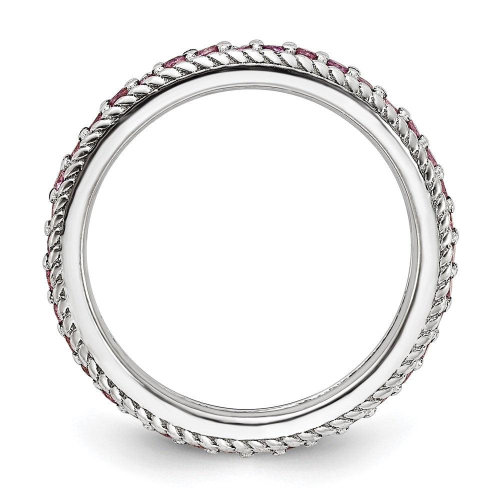 Sterling Silver Stack Exp Polished Created Pink Sapphire Eternity