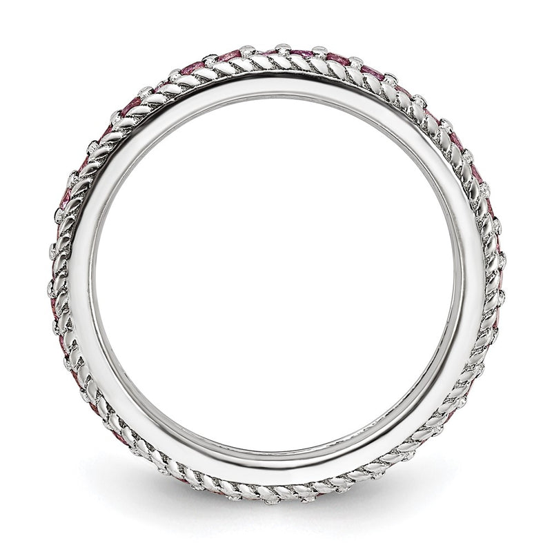 Sterling Silver Stack Exp Polished Created Pink Sapphire Eternity