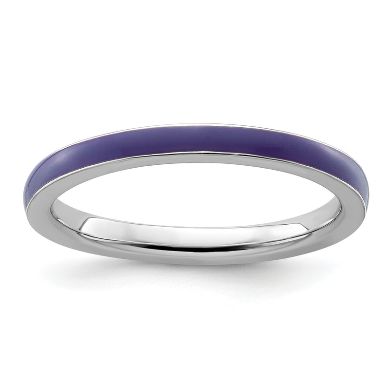 Sterling Silver Stackable Expressions Purple Enameled 2.25mm Ring