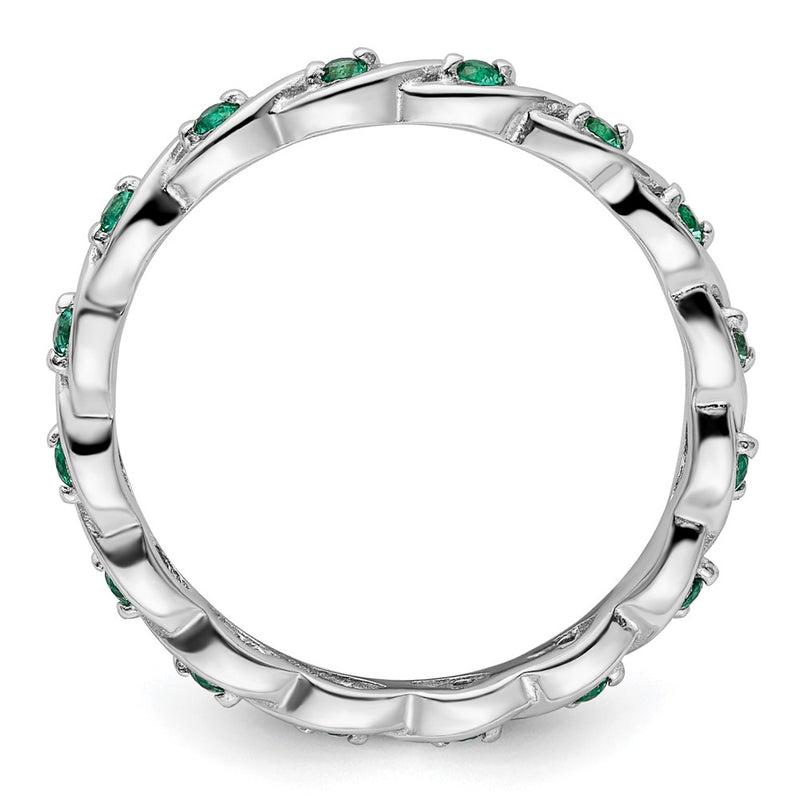 Sterling Silver Stackable Expressions Created Emerald Ring