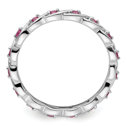 Sterling Silver Stackable Expressions Created Pink Sapphire Ring