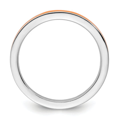 Sterling Silver Stackable Expressions Orange Enameled 2.25mm Ring
