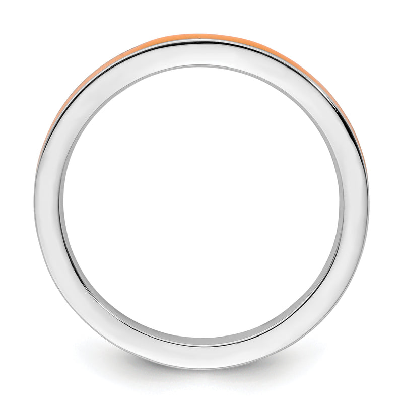 Sterling Silver Stackable Expressions Orange Enameled 2.25mm Ring