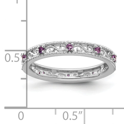 Sterling Silver Stackable Expressions Amethyst Ring