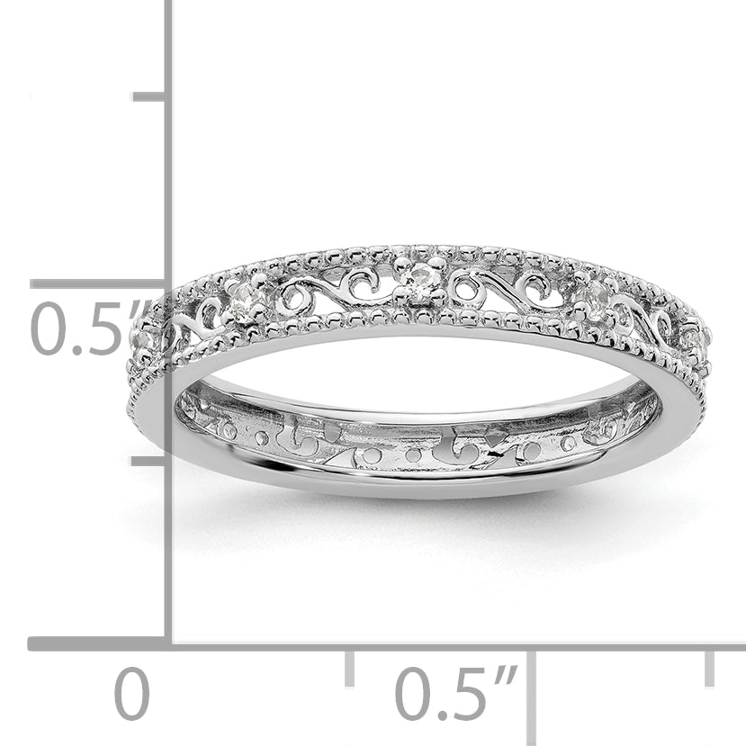 Sterling Silver Stackable Expressions White Topaz Ring