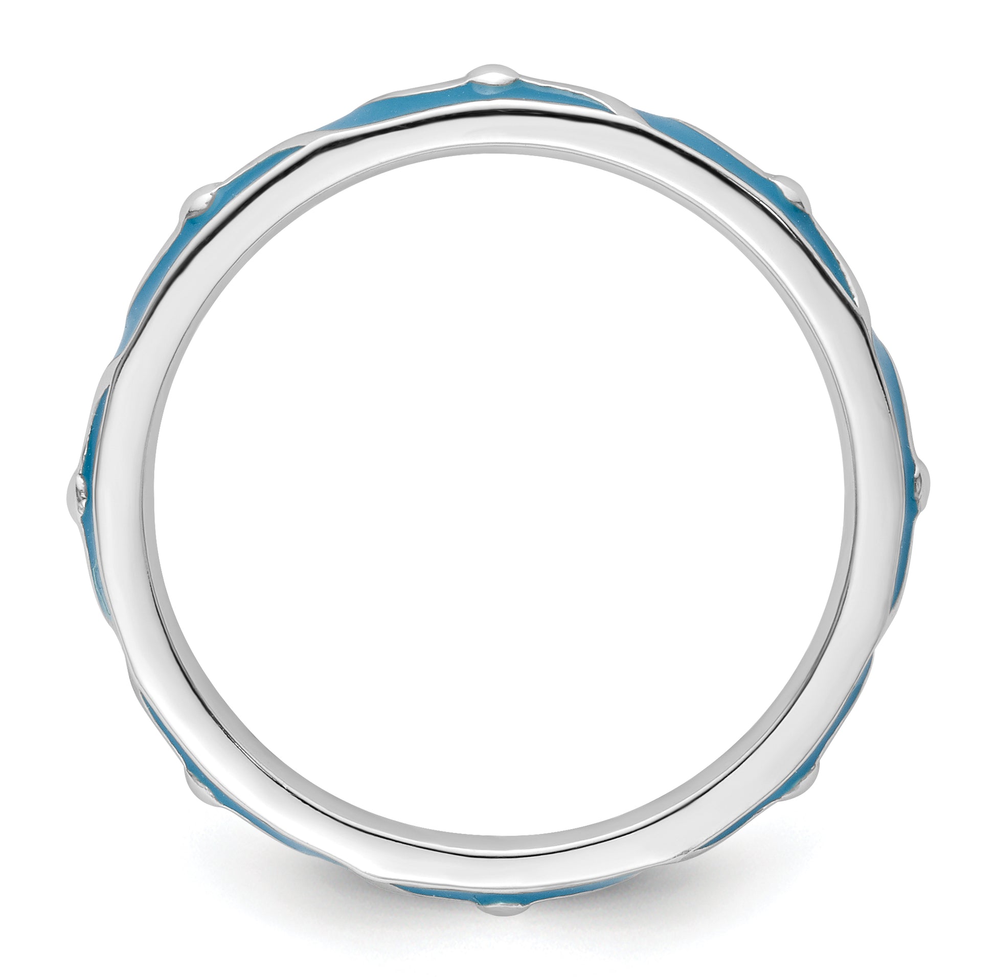 Sterling Silver Stackable Expressions Blue Enamel Ring
