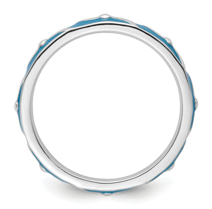 Sterling Silver Stackable Expressions Blue Enamel Ring