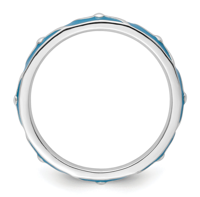 Sterling Silver Stackable Expressions Blue Enamel Ring