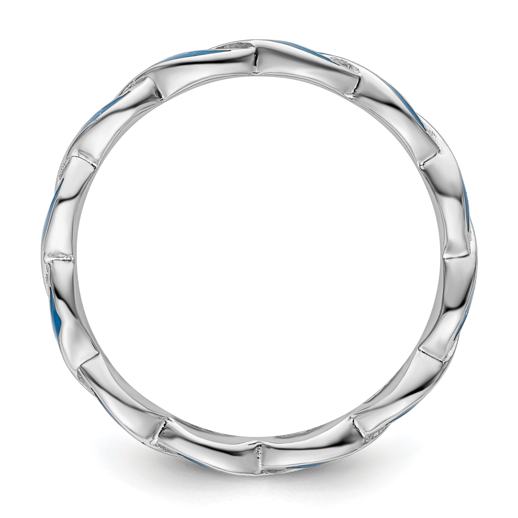 Sterling Silver Stackable Expressions Blue Enamel Ring