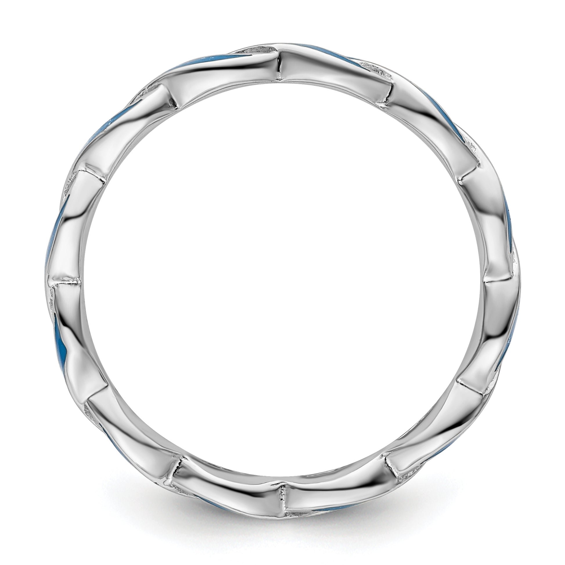 Sterling Silver Stackable Expressions Blue Enamel Ring