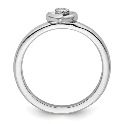 Sterling Silver Stackable Expressions White Topaz Heart Ring