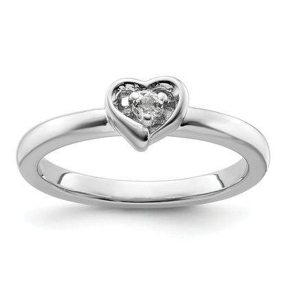 Sterling Silver Stackable Expressions White Topaz Heart Ring