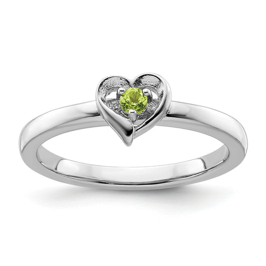 Sterling Silver Stackable Expressions Peridot Heart Ring