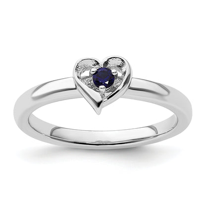 Sterling Silver Stackable Expressions Created Sapphire Heart Ring