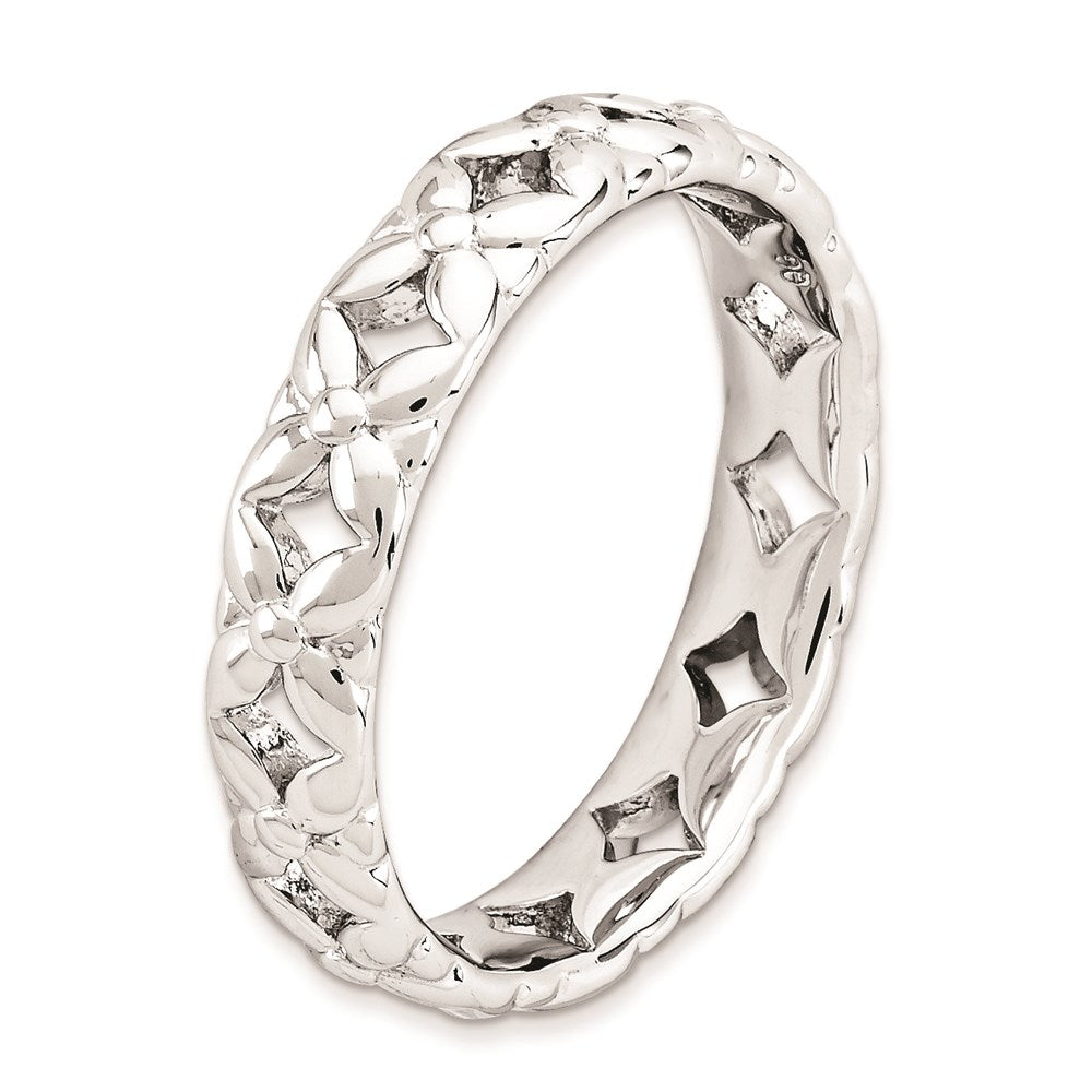 Sterling Silver Stackable Expressions Carved Ring (Size 5 Only)