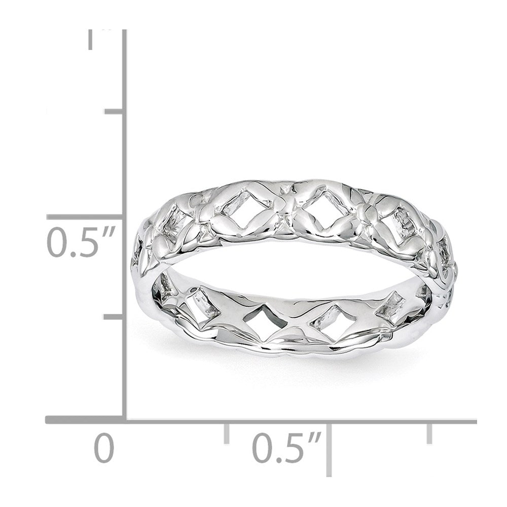 Sterling Silver Stackable Expressions Carved Ring (Size 5 Only)