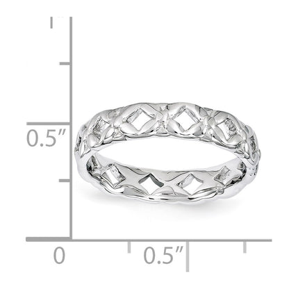 Sterling Silver Stackable Expressions Carved Ring (Size 5 Only)