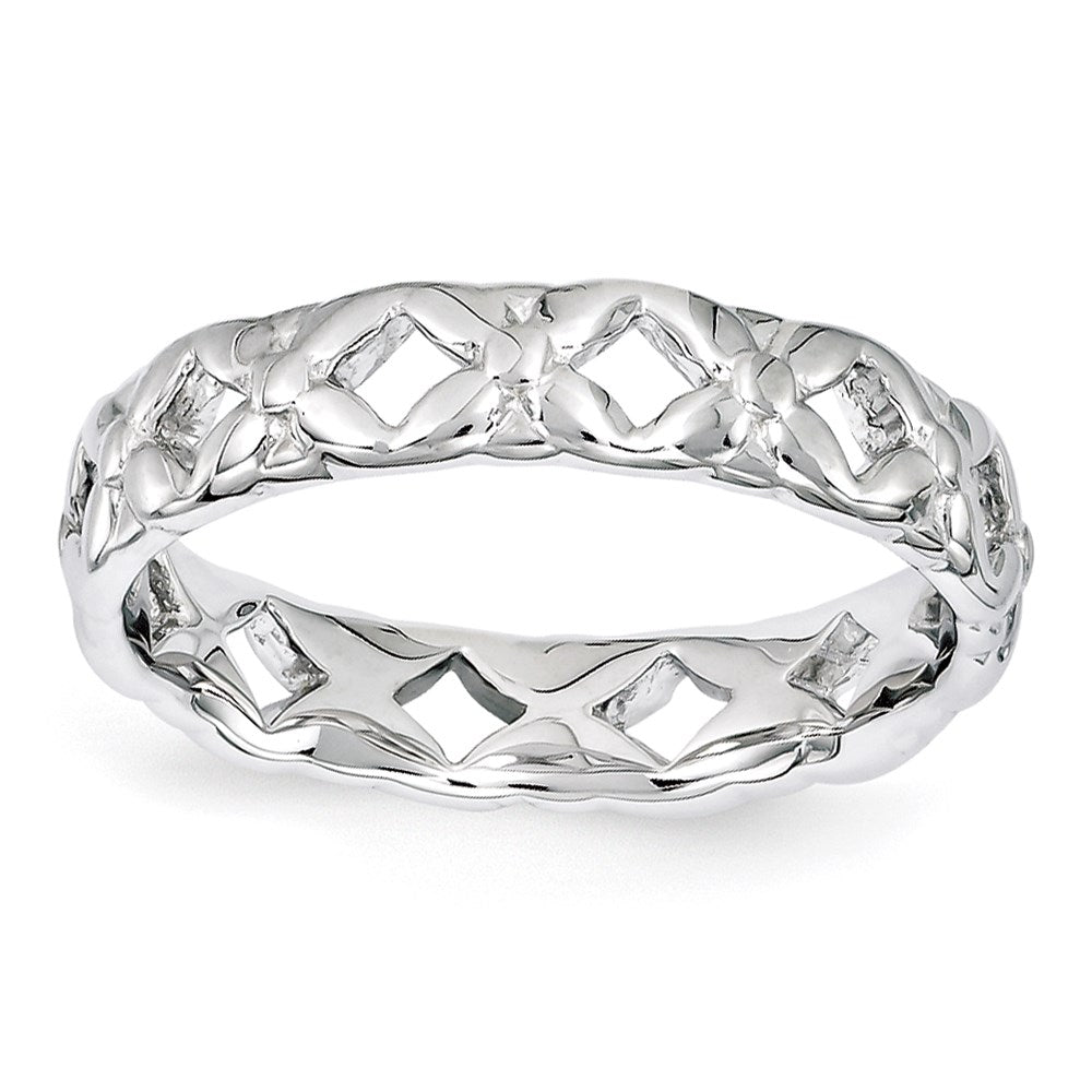 Sterling Silver Stackable Expressions Carved Ring (Size 5 Only)