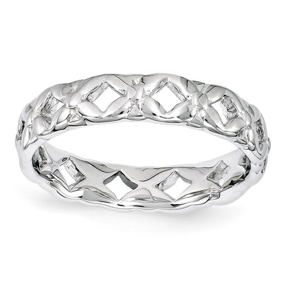 Sterling Silver Stackable Expressions Carved Ring (Size 5 Only)