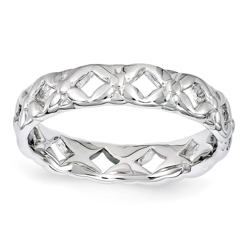 Sterling Silver Stackable Expressions Carved Ring (Size 5 Only)