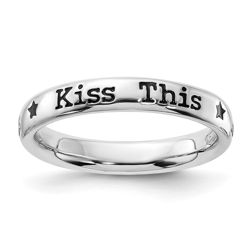 Sterling Silver Stackable Expressions Enameled Lyric Kiss This Ring