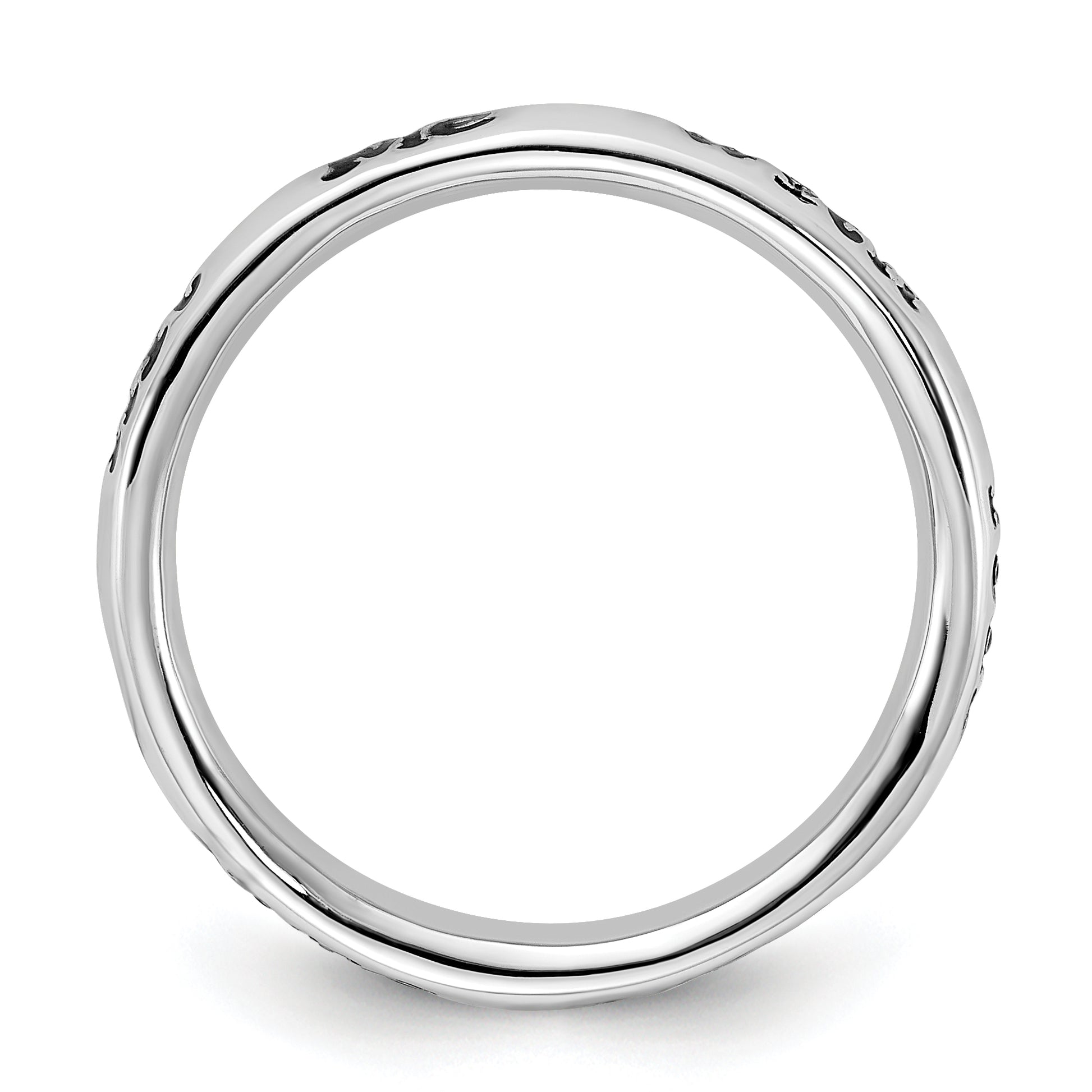 Sterling Silver Stackable Expressions Enameled Lyric Hit Me With Your Best Shot Ring