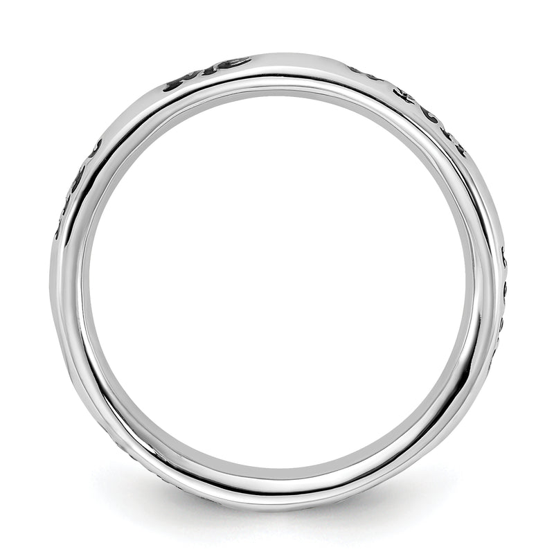 Sterling Silver Stackable Expressions Enameled Lyric Hit Me With Your Best Shot Ring