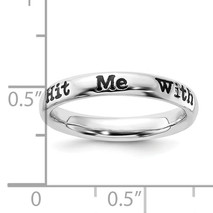 Sterling Silver Stackable Expressions Enameled Lyric Hit Me With Your Best Shot Ring