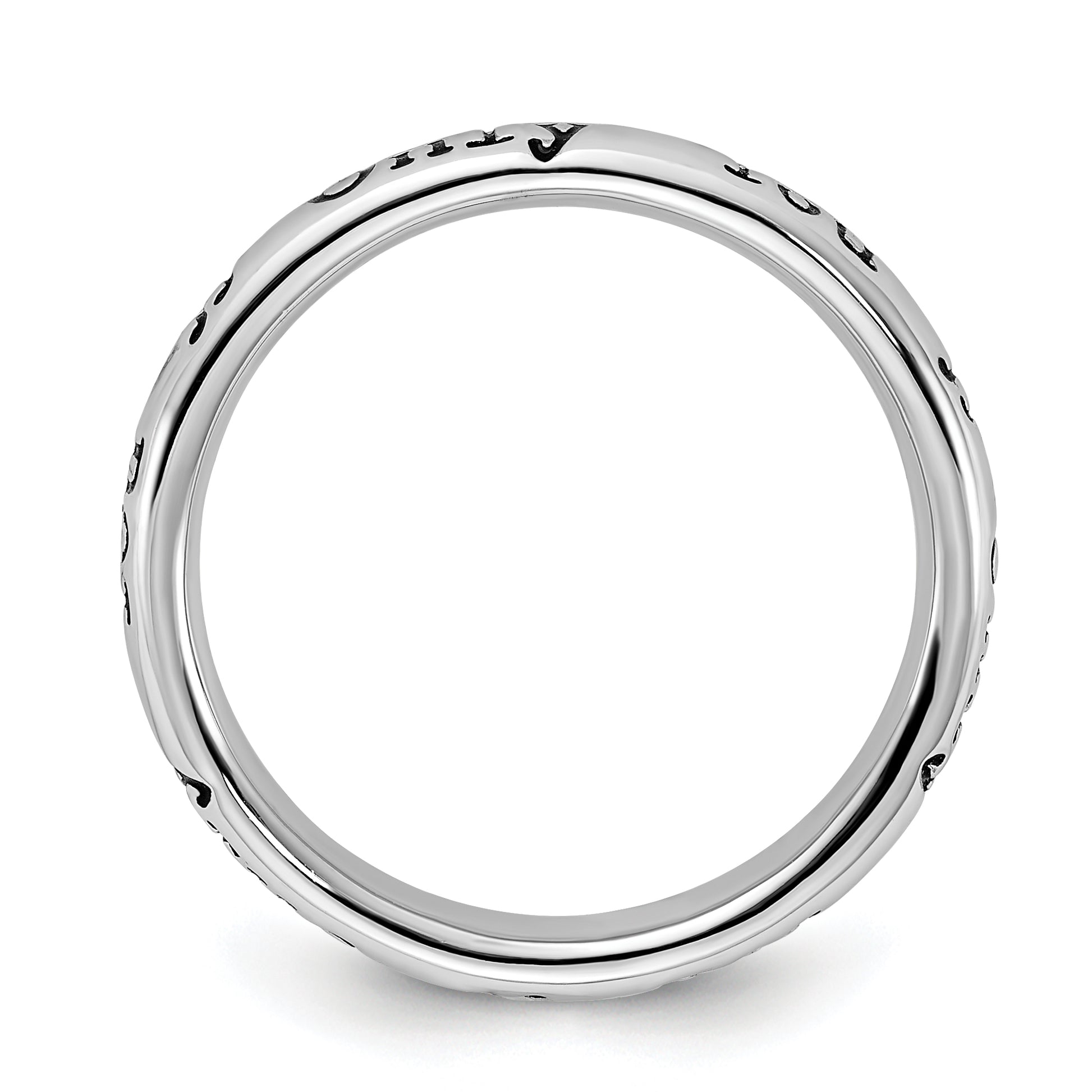 Sterling Silver Stackable Expressions Enameled Lyric Only You Ring