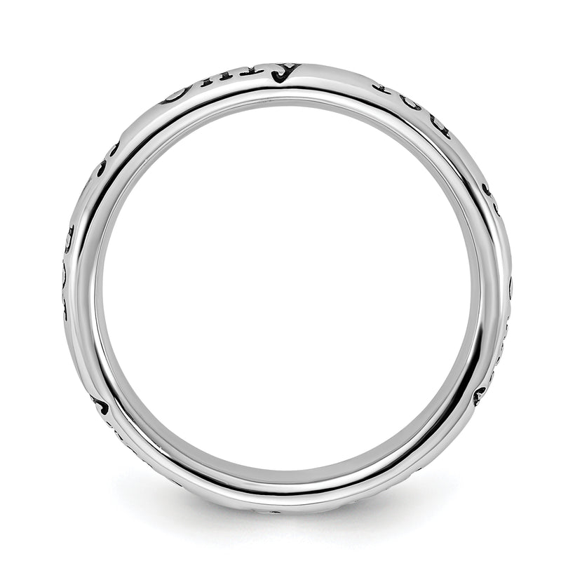 Sterling Silver Stackable Expressions Enameled Lyric Only You Ring