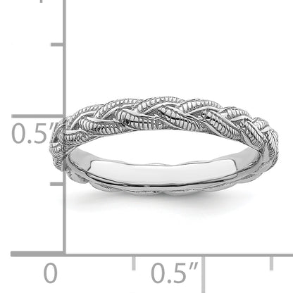 Sterling Silver Stackable Expressions Rhodium Plated Twist Ring