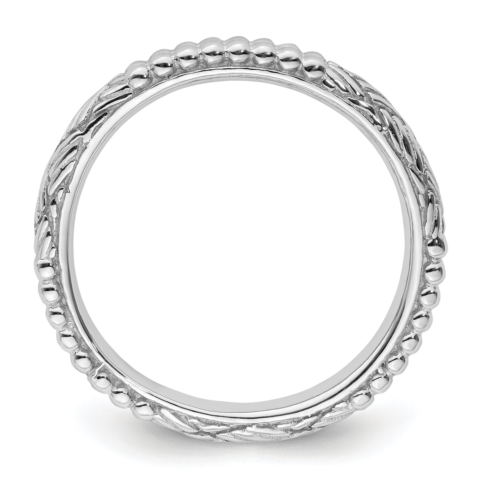 Sterling Silver Stackable Expressions Rhodium Plated Patterned Ring