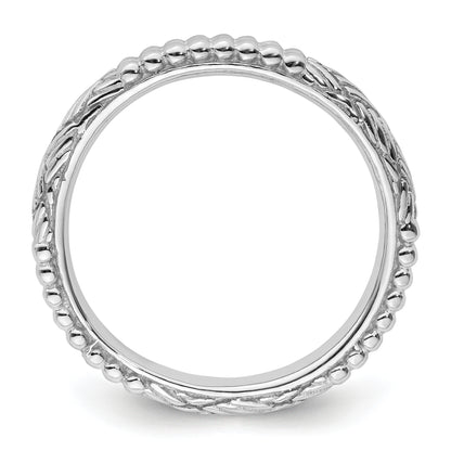 Sterling Silver Stackable Expressions Rhodium Plated Patterned Ring