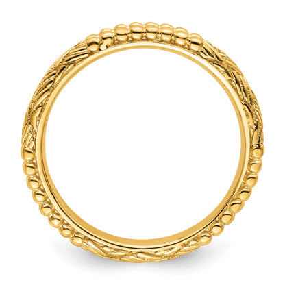 Sterling Silver Stackable Expressions Gold Plated Patterned Ring
