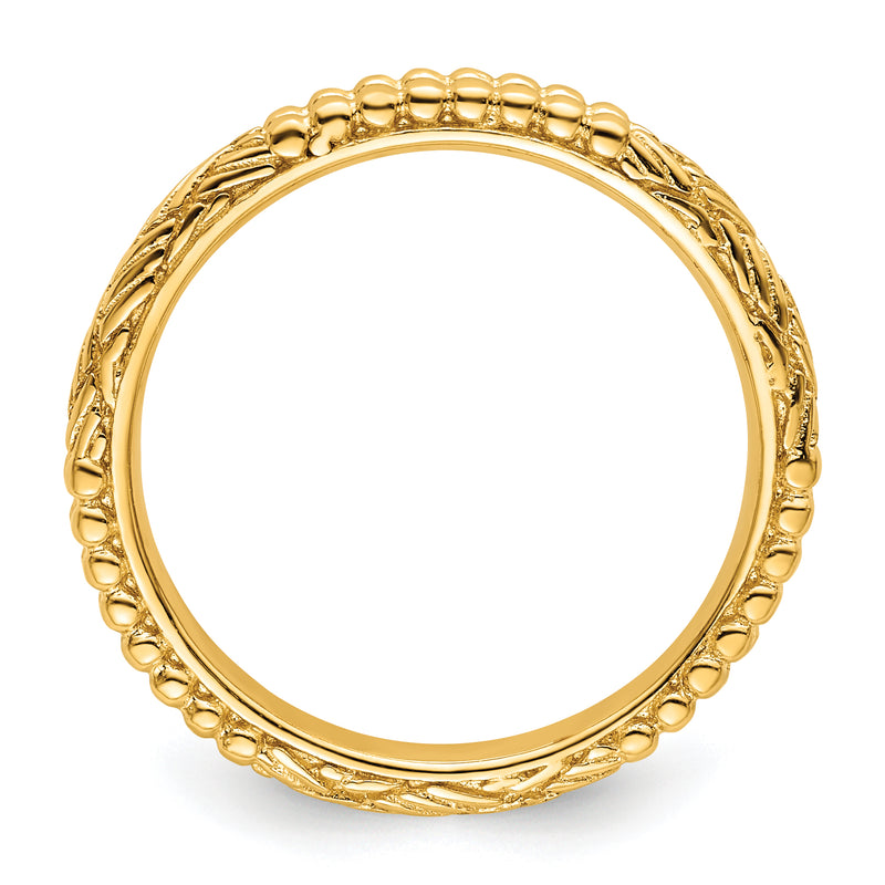 Sterling Silver Stackable Expressions Gold Plated Patterned Ring